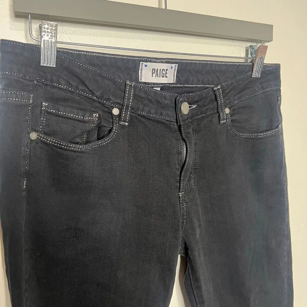 Paige Skyline Ankle Peg Black Overdye Jeans Size 30